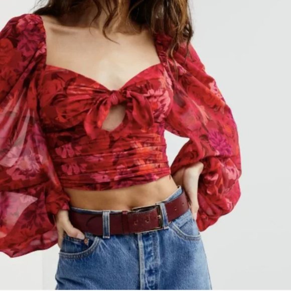 For Love And Lemons Tops - NWT For Love and Lemons | Trisha Floral Crop Top - Size M